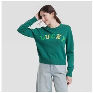 Women's St. Patrick's Day Lucky Shades of Green Graphic Sweater - Large NEW